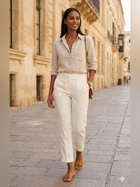 CLIPS / White Cuffed Pants Italy - Sz 12/14 - NWT